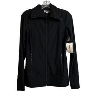 Xersion Performance Wear Black Full Zip Jacket Thumbholes Small Women Activewear